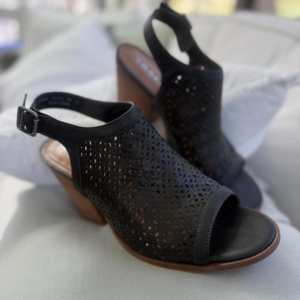 TRASK PARKER SLINGBACK SANDAL IN BLACK LEATHER sz 10